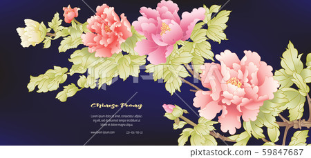 Peony tree branch with flowers 59847687