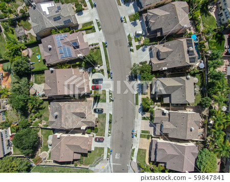 Aerial view suburban neighborhood with big villas 59847841