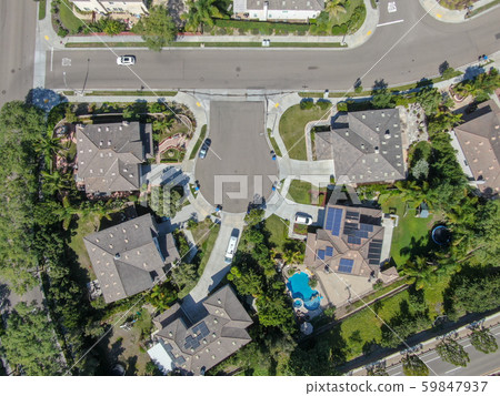 Aerial view suburban neighborhood with big villas 59847937