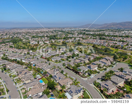 Aerial view suburban neighborhood with big villas 59848159