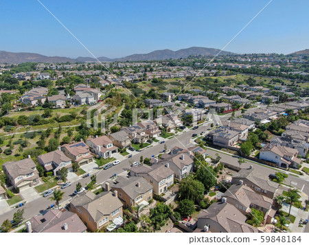 Aerial view suburban neighborhood with big villas Aerial view suburban neighborhood with big villas 59848184