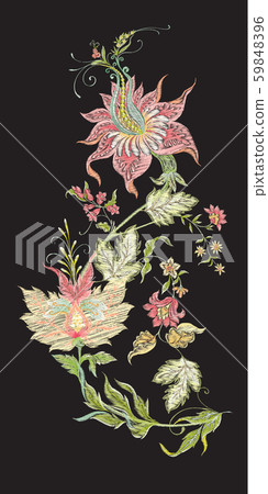 Fantasy flowers in retro, vintage, jacobean embroidery style 59848396