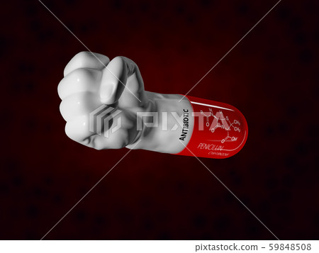 3d Rendering of Strong pill of antibiotic, isolated black and red. 59848508