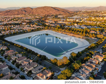 Aerial view of water recycling reservoir 59848549