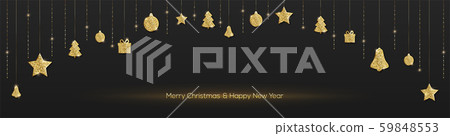 Long banner with are hanging Christmas decorations Long banner with are hanging Christmas decorations 59848553