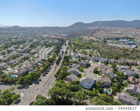 Aerial view suburban neighborhood with big villas 59848627