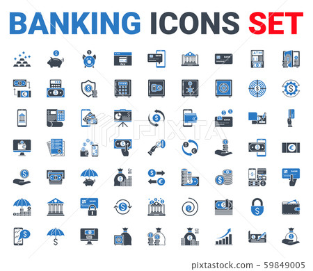 Set banking icons glyph. For mobile concepts and web apps. 59849005