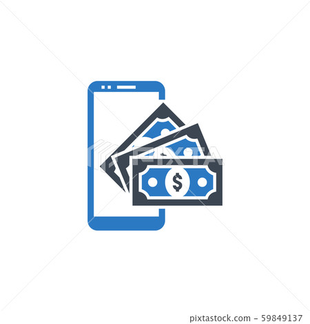 On Wallet related vector glyph icon. 59849137