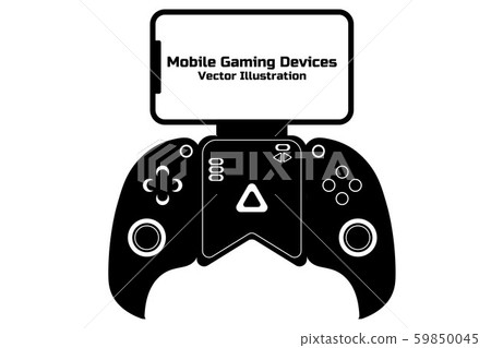 Modern mobile gaming smartphone with attached gamepad. Gadget for mobile gaming. New actual esport Modern mobile gaming smartphone with attached gamepad. Gadget for mobile gaming. New actual esport 59850045