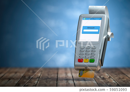 Payment POS teminal with receipt and credit card 59851093