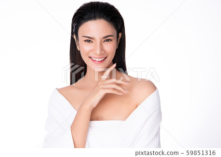 Beautiful Young Asian Woman with Clean Fresh Skin. Beautiful Young Asian Woman with Clean Fresh Skin. 59851316