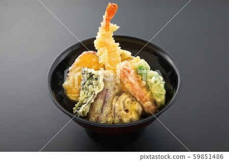 Bowl of rice and fried fish 59851486