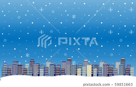 Snowflakes and cityscape Christmas background 59851663