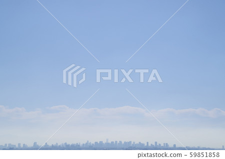 大阪梅田摩天大樓遠景PPT背景素材藍色漸變背景 59851858