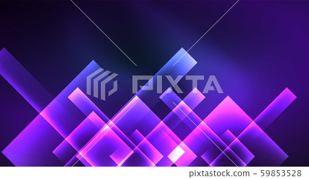 Neon glowing techno square rectangle lines, blue hi-tech futuristic abstract background 59853528