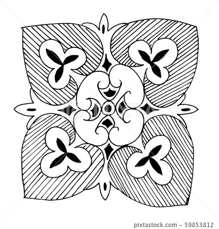 Vector Floral oriental ornament. Black and white engraved ink art. Isolated ornaments illustration Vector Floral oriental ornament. Black and white engraved ink art. Isolated ornaments illustration 59853812