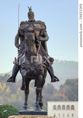 monument to Skanderbeg in Scanderbeg Square in Tirana center monument to Skanderbeg in Scanderbeg Square in Tirana center 59855269