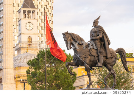 monument to Skanderbeg in Scanderbeg Square in Tirana center 59855274