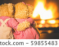 Teddy bears in  fireplace 59855483