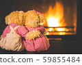 Teddy bears in  fireplace 59855484