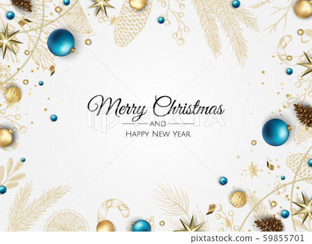 Christmas banner. Background Xmas design of with gifts box, snowflake and confetti. Horizontal 59855701