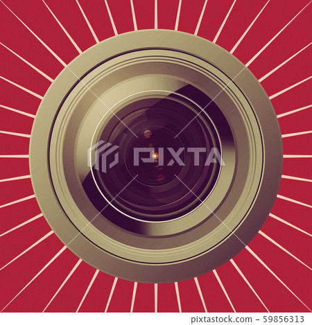 Camera lens on red background Camera lens on red background 59856313