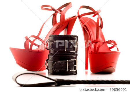BDSM outfit for adult sex games. Red high-heeled 59856991