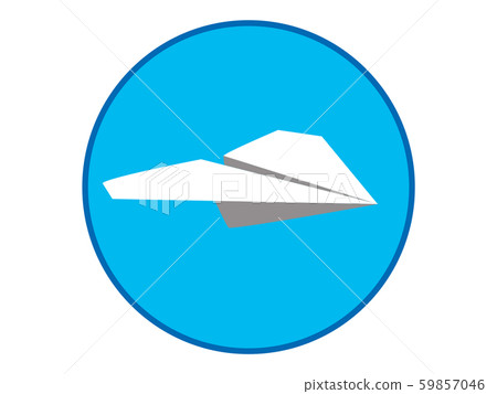 Icon of paper plane. White paper plane on a blue background. 59857046