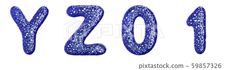 Realistic 3D letters set Y, Z, 0, 1 made of blue plastic. Realistic 3D letters set Y, Z, 0, 1 made of blue plastic. 59857326