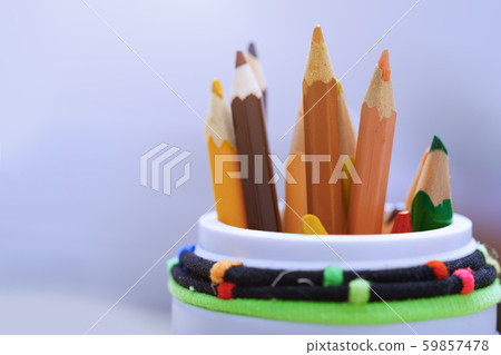 Color pencils in the plastic jar Color pencils in the plastic jar 59857478