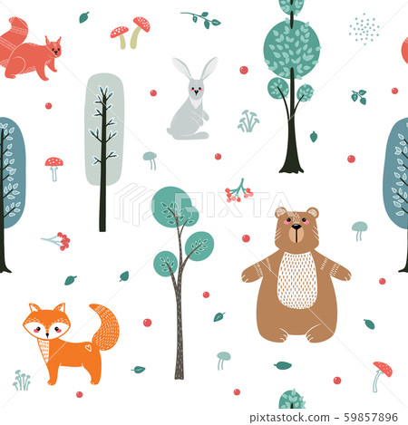 Seamless pattern. Cute animals Seamless pattern. Cute animals 59857896