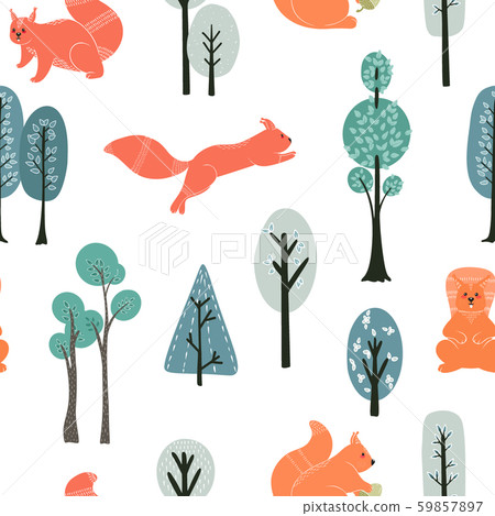Seamless pattern. Squirrels 59857897