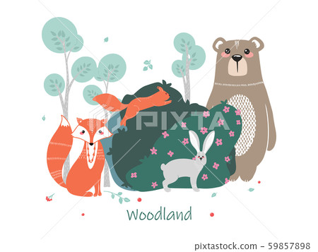 Cute animals on the background of the forest Cute animals on the background of the forest 59857898