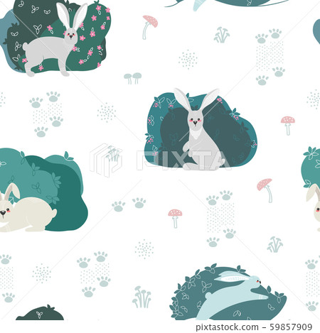 Seamless pattern with rabbit, hare 59857909