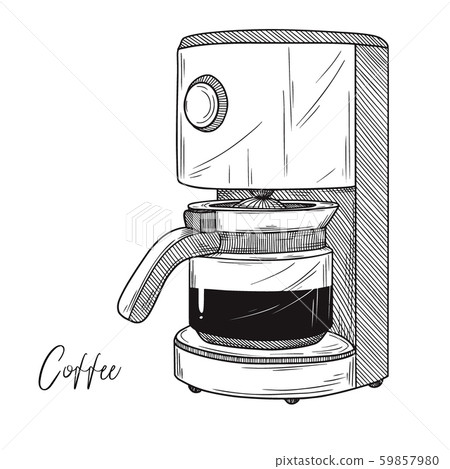 How to Sketch Coffee maker machine 