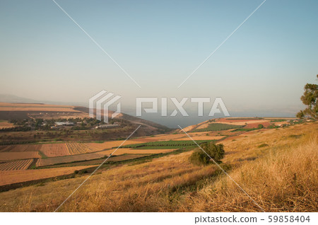 Agriculture valley on the shore of the Sea of 59858404