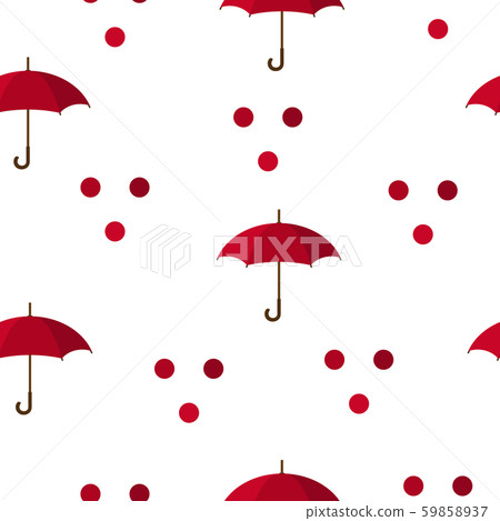 Seamless Pattern with Red Umbrellas and... - Stock Illustration ...