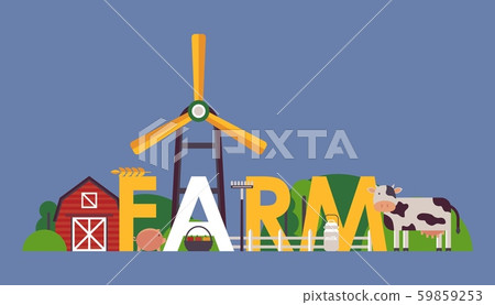 Farm typography poster, vector illustration....-插圖素材 [59859253] - PIXTA圖庫
