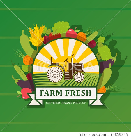 Farm product label, vector illustration.... - Stock Illustration ...