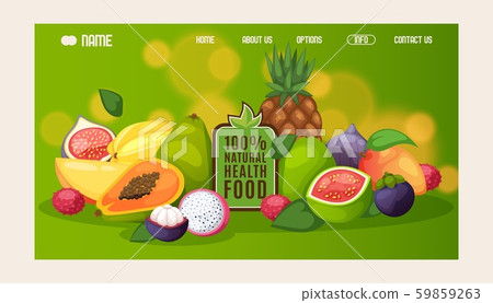 Natural healthy food website design, vector illustration. Landing page template, organic products 59859263