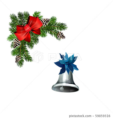 Christmas decorations with fir tree golden jingle bells 59859316