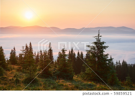 Sunset in the mountains landscape. Dramatic sky. Carpathian of Ukraine Europe Sunset in the mountains landscape. Dramatic sky. Carpathian of Ukraine Europe 59859521