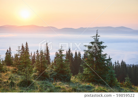 Sunset in the mountains landscape. Dramatic sky. Carpathian of Ukraine Europe Sunset in the mountains landscape. Dramatic sky. Carpathian of Ukraine Europe 59859522