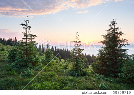 Sunset in the mountains landscape. Dramatic sky. Carpathian of Ukraine Europe 59859719
