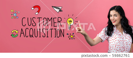 Customer acquisition with young woman Customer acquisition with young woman 59862761
