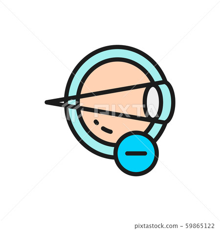Myopia, eye disease, astigmatism flat color line icon. 59865122