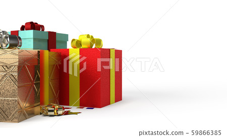 The gift boxs  on white background 3d rendering image for celebration content. 59866385