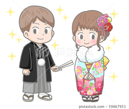 Illustration of new adult men and women Illustration of new adult men and women 59867951