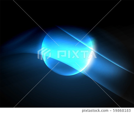Dark space with shiny neon light motion waves.-插圖素材 
