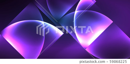 Colorful blue neon shape round triangle in modern style on light background. Dark space, futuristic 59868225
